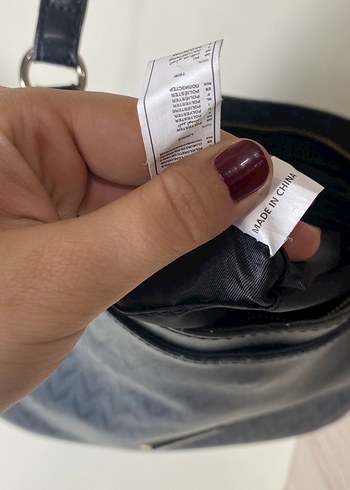 Fermuarlı Mavi Desenli Kadın Çanta - Görsel 6