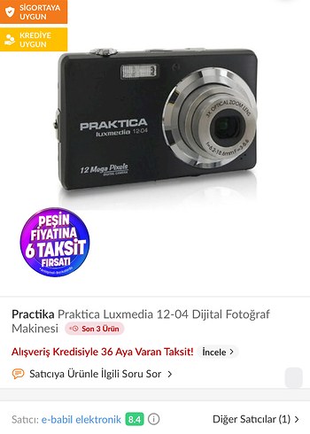 Praktıca Kompakt Siyah Dijital Kamera - Görsel 4