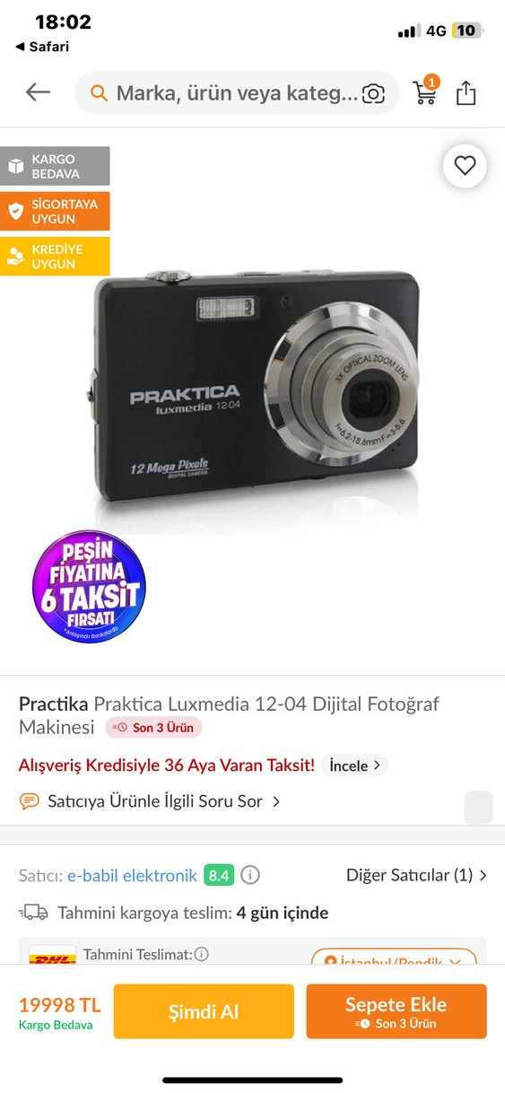 Praktıca Kompakt Siyah Dijital Kamera - Görsel 4