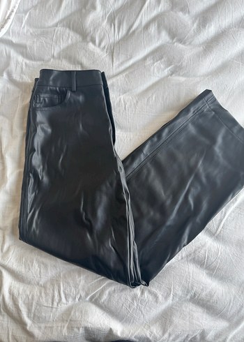 Deri Siyah Midi Kadın Pantolon