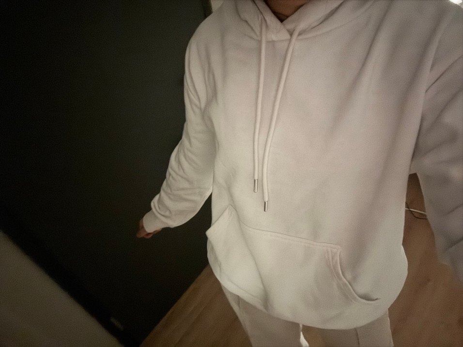 Kadın beyaz Kapüşonlu Rahat Sweatshirt - Görsel 2