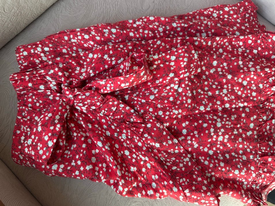 Kırmızı Çiçek Desenli şort Etek - Görsel 2