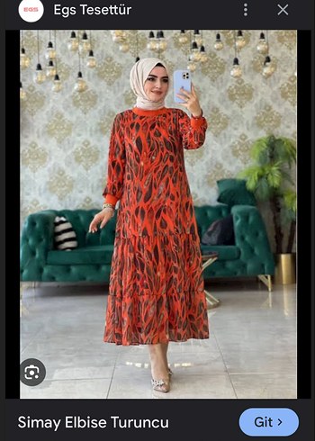 Diğer Uzun Turuncu Transparan Bohem Elbise
