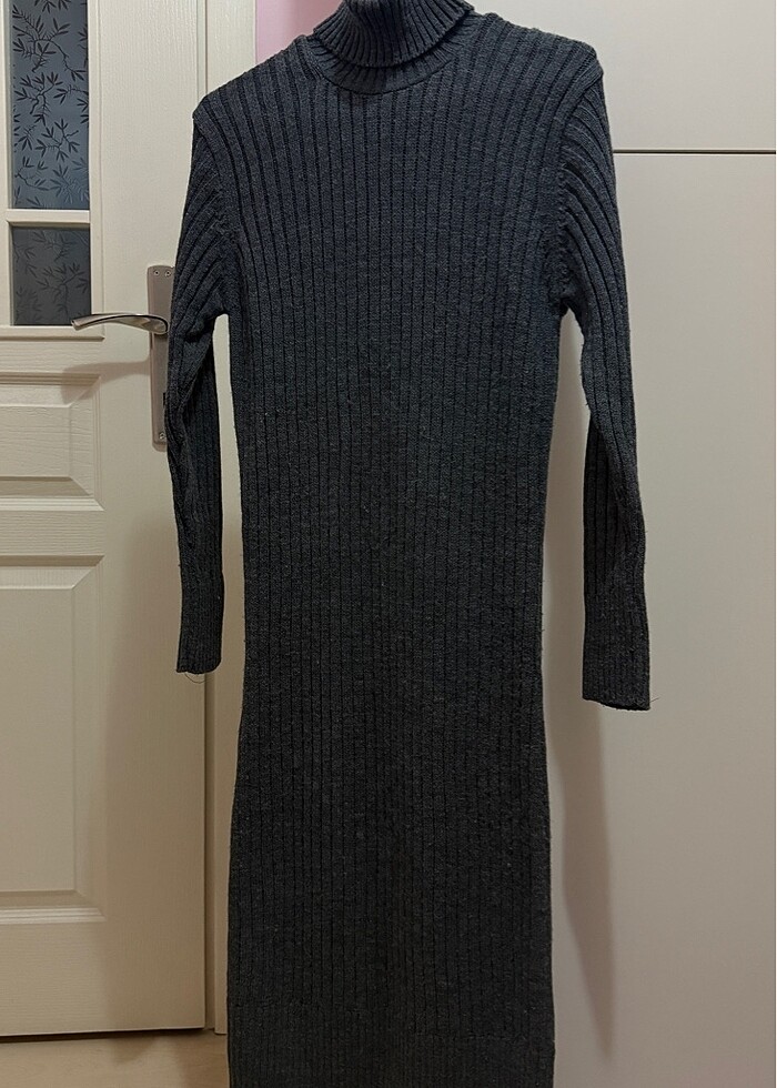 Gri kazak elbise - Görsel 3