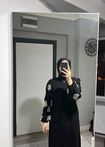 Siyah Şeffaf Desenli Uzun Elbise