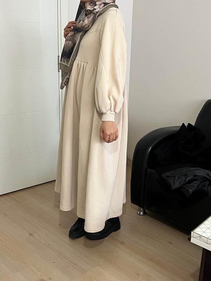 Bej uzun elbise - Görsel 3