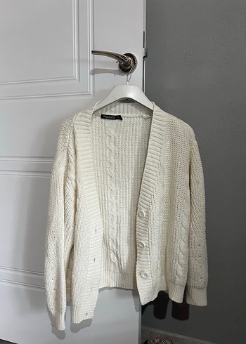 Beyaz Örgü Kadın Hırka - Görsel 2