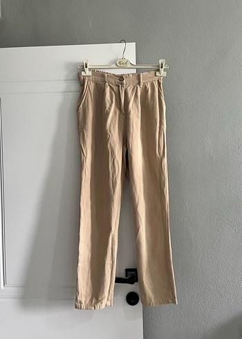 Bej Midi Keten Kadın Pantolon - Görsel 2