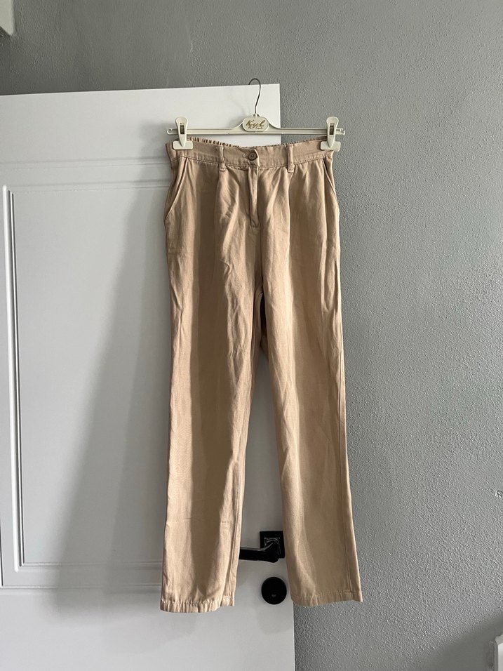 Bej Midi Keten Kadın Pantolon - Görsel 2