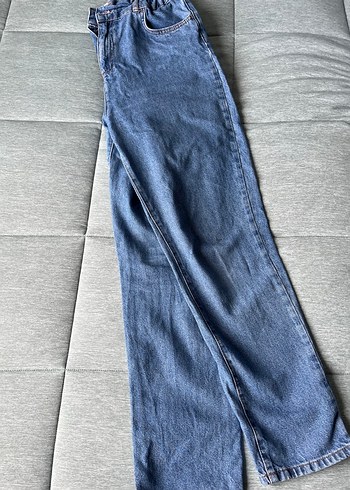 Kadın Mavi Bel Detaylı Bol Kesim Jean - Görsel 3