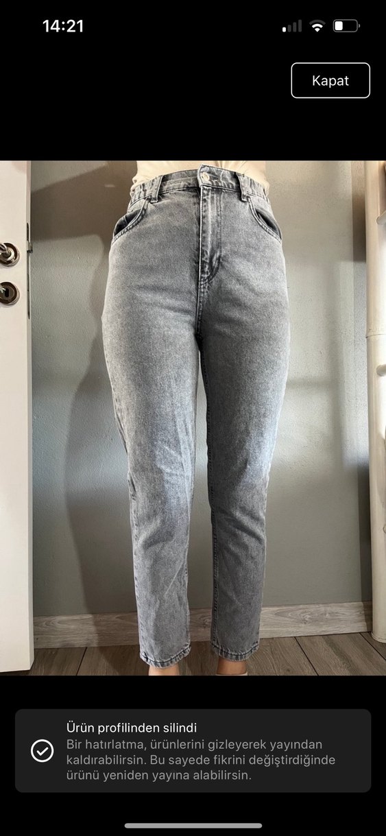 Gri Kadın Denim Pantolon - Görsel 3