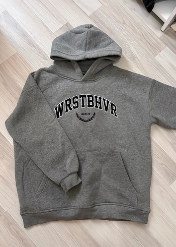 Gri Baskılı Oversize Sweatshirt