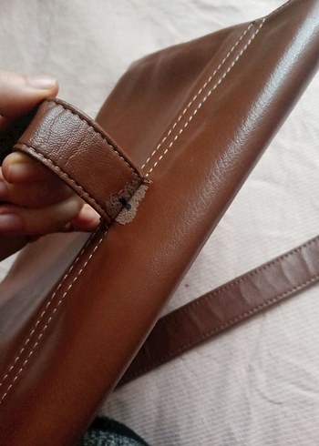 Kahverengi Deri Kemerli Kadın Çanta - Görsel 7