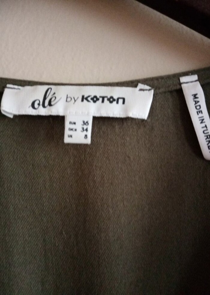 Kuşaklı haki koton tulum - Görsel 4