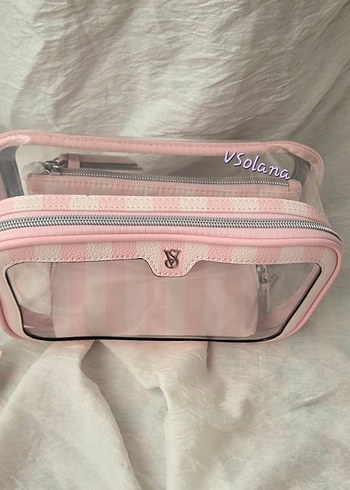 Beden pembe Renk Victorias Secret 3Lü Makyaj Çantası