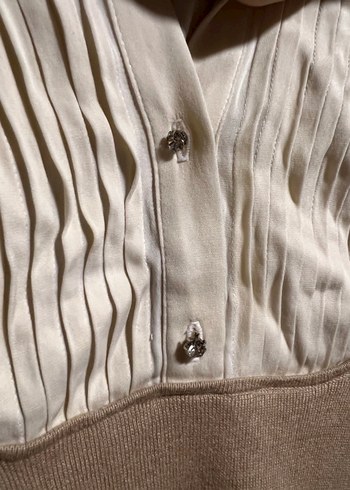 Bej Kadın Uzun Kollu ipek triko - Görsel 5