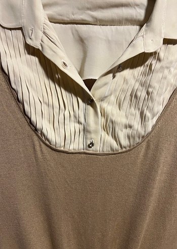 Bej Kadın Uzun Kollu ipek triko - Görsel 2