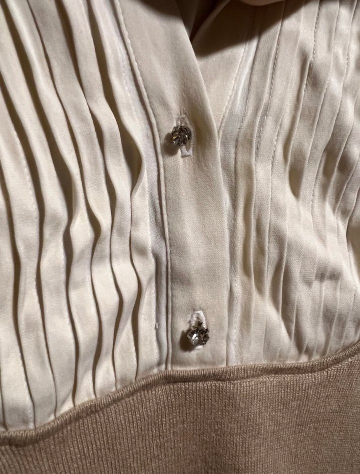 Bej Kadın Uzun Kollu ipek triko - Görsel 5