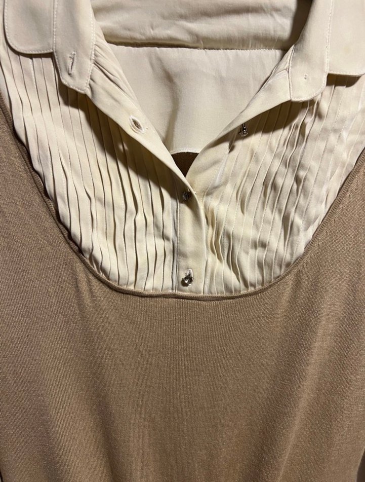 Bej Kadın Uzun Kollu ipek triko - Görsel 2