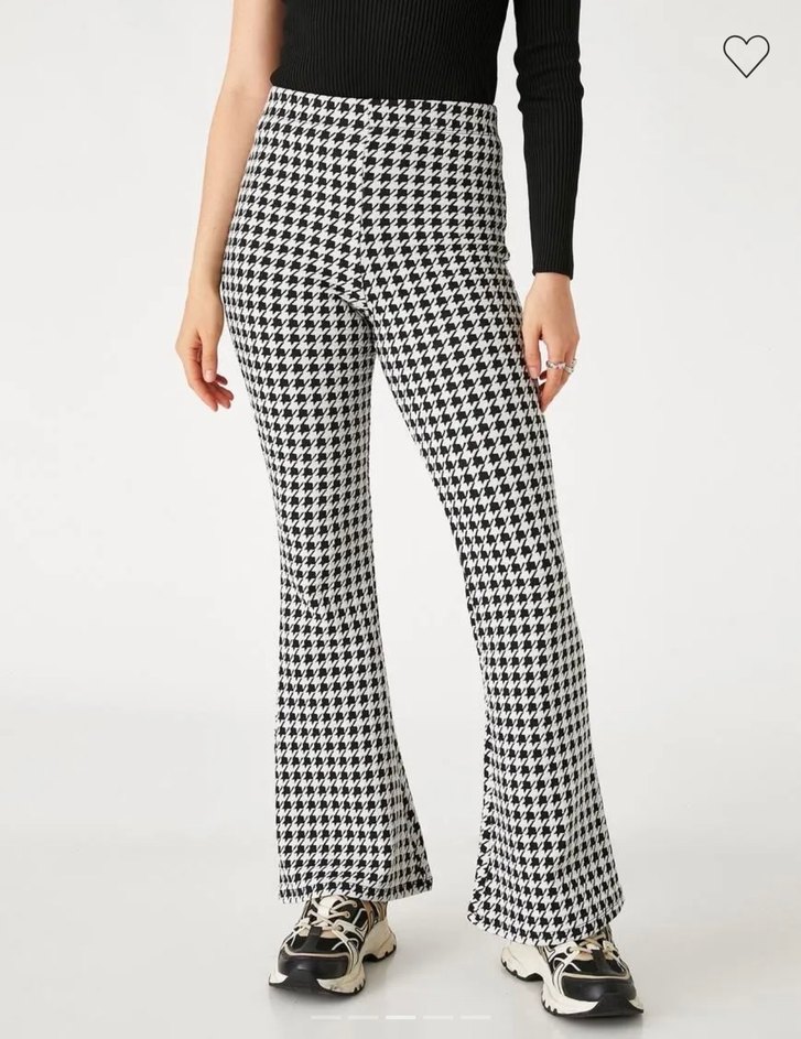 Kadın kaz ayağı dokuma Kumaş Pantolon - Görsel 2