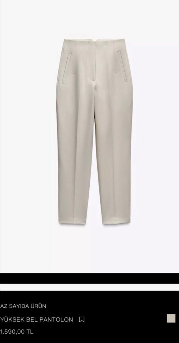 Bej Regular Fit yüksek bel Kumaş Pantolon - Görsel 2