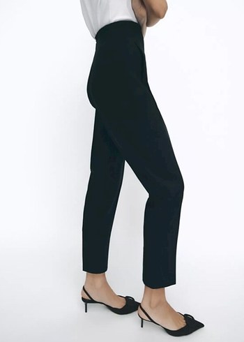 Siyah yüksek bel Kadın Kumaş Pantolon - Görsel 3