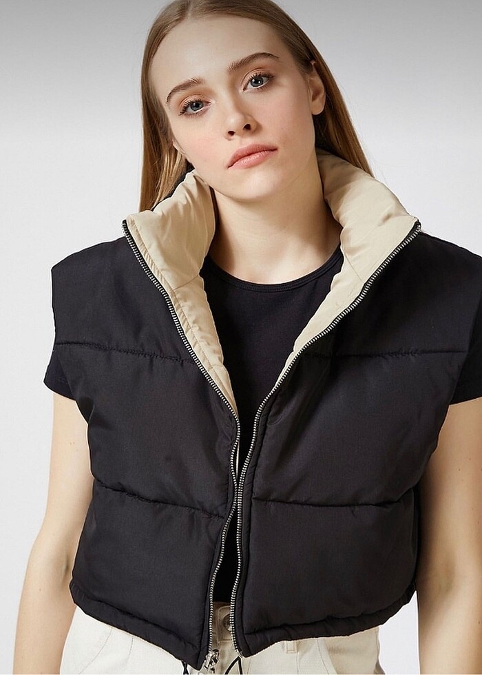 Happiness ist. çift taraflı crop yelek - Görsel 2