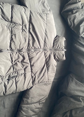 Gri Fermuarlı Kadın Kışlık Mont - Görsel 9