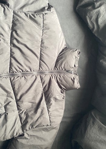 Gri Fermuarlı Kadın Kışlık Mont - Görsel 2