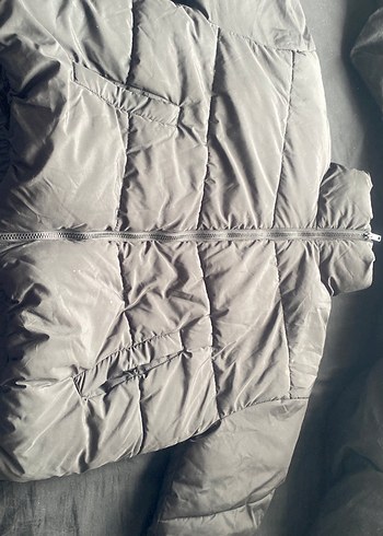 Gri Fermuarlı Kadın Kışlık Mont - Görsel 8