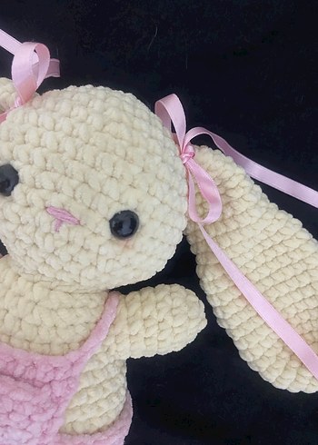 Pembe Kurdelalı Peluş Tavşan Oyuncak - Görsel 4