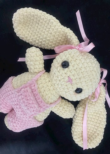 Pembe Kurdelalı Peluş Tavşan Oyuncak - Görsel 2