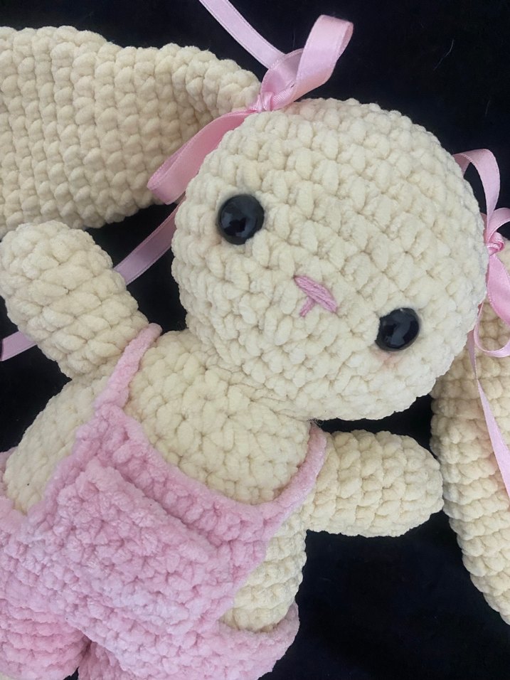 Pembe Kurdelalı Peluş Tavşan Oyuncak - Görsel 3