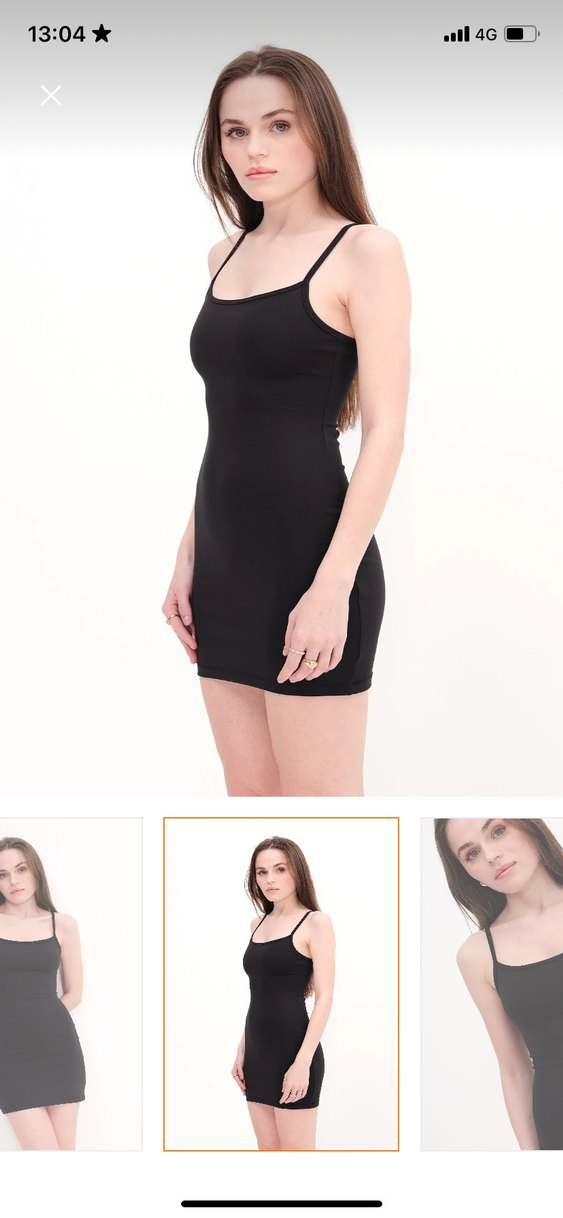 Siyah Mini İnce Askılı Kadın Elbise - Görsel 2