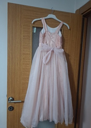 Kız Çocuk Pembe Dantel Detaylı Elbise - Görsel 4