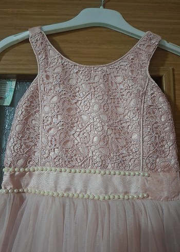 Kız Çocuk Pembe Dantel Detaylı Elbise - Görsel 2