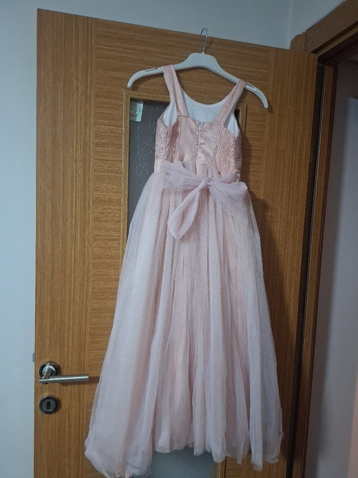 Kız Çocuk Pembe Dantel Detaylı Elbise - Görsel 4