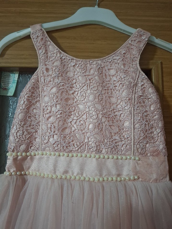 Kız Çocuk Pembe Dantel Detaylı Elbise - Görsel 2