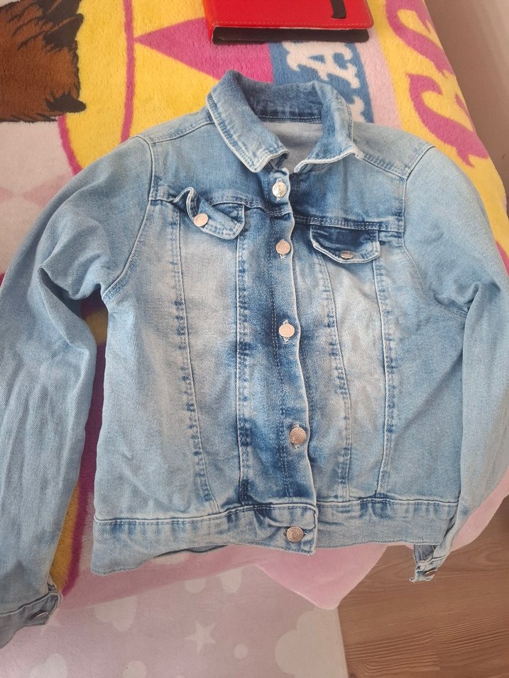 Kız Çocuk Mavi Baskılı Denim Ceket - Görsel 2