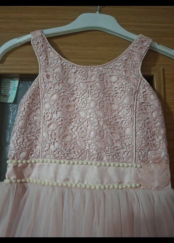 Kız Çocuk Pembe Dantel Elbise - Görsel 2