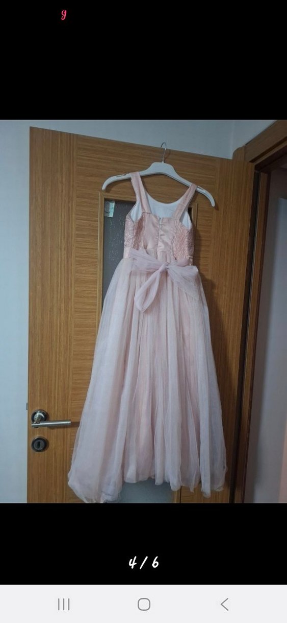 Kız Çocuk Pembe Dantel Elbise - Görsel 4