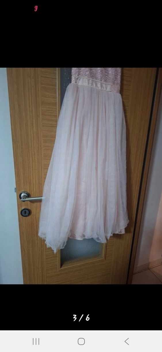 Kız Çocuk Pembe Dantel Elbise - Görsel 3