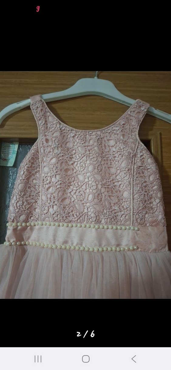 Kız Çocuk Pembe Dantel Elbise - Görsel 2