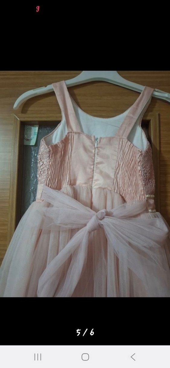 Kız Çocuk Pembe Dantel Elbise - Görsel 5