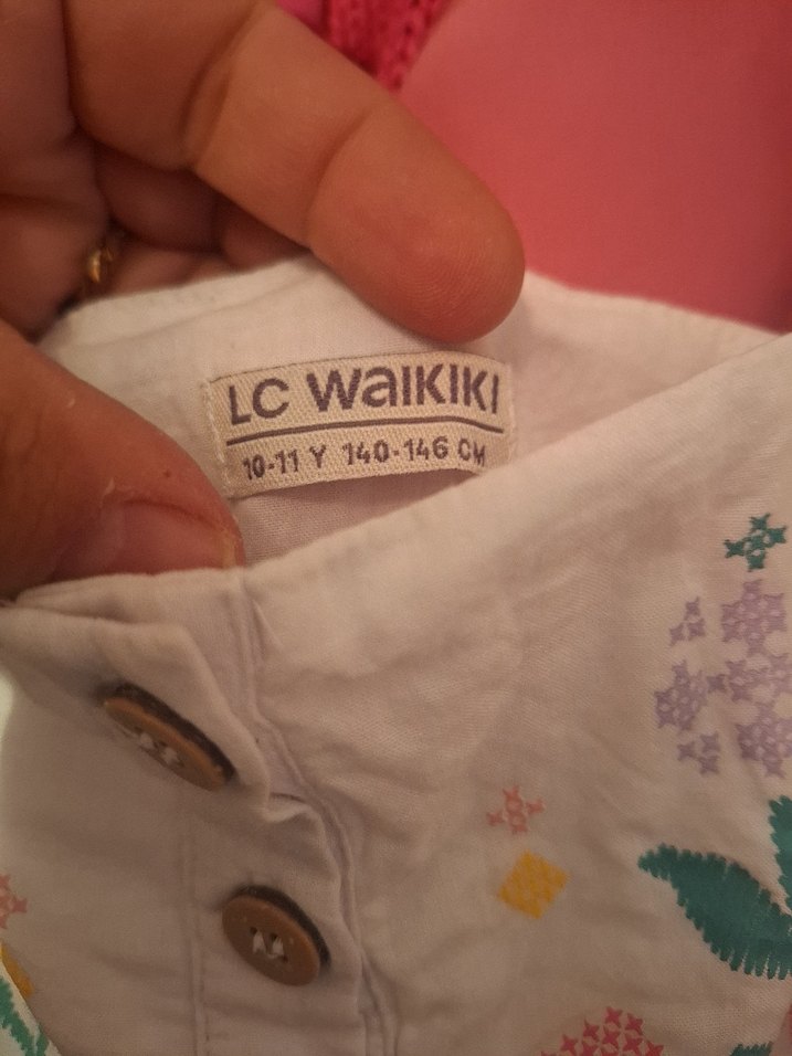 Nakışlı Beyaz Pamuklu Kız Elbisesi - Görsel 3