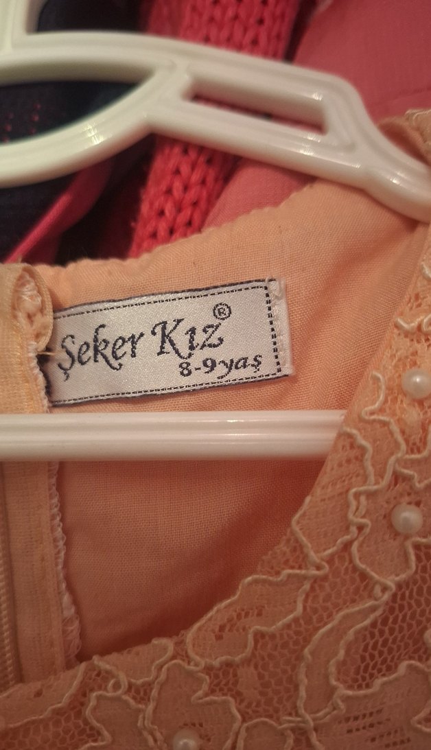 Bej Dantel Detaylı Kız Elbisesi - Görsel 3