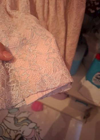 Dantel Detaylı Pembe Kız Elbisesi - Görsel 3
