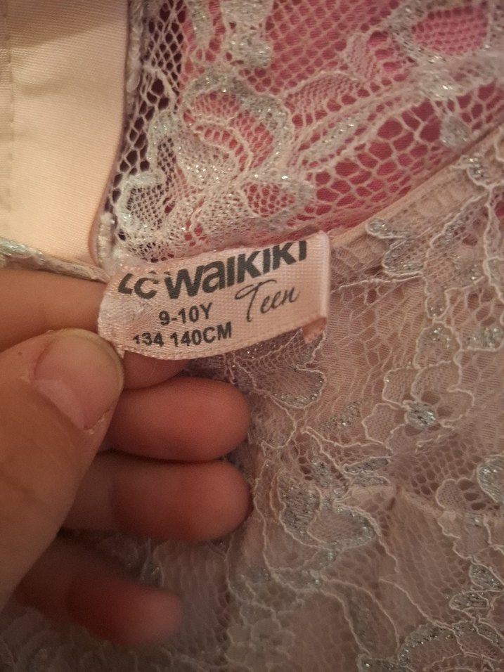 Dantel Detaylı Pembe Kız Elbisesi - Görsel 5