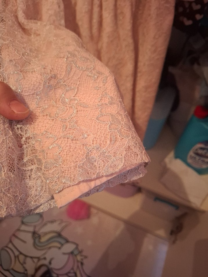 Dantel Detaylı Pembe Kız Elbisesi - Görsel 3