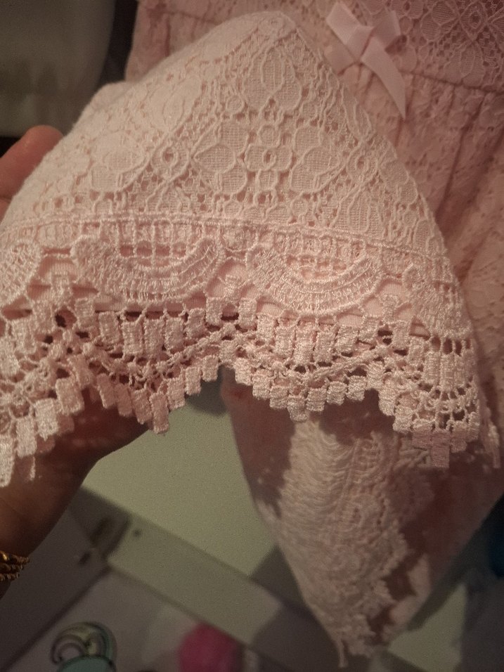 Pembe Dantel Detaylı Kız Elbisesi - Görsel 4